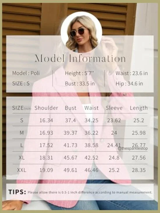 Tweed Blazer Slim Fit Double Breasted Business Casual Jacket - Picture 6 of 7